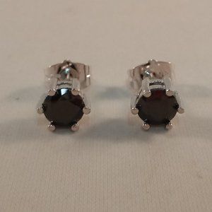 925 Silver 6mm Black Onyx Diamond Zircon Solitaire Stud Earrings Gift Unisex